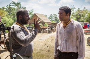 Director Steve McQueen, left, and actor Chiwetel Ejiofor during the filming of "12 Years A Slave." (AP Photo/Fox Searchlight, Jaap Buitendijk)