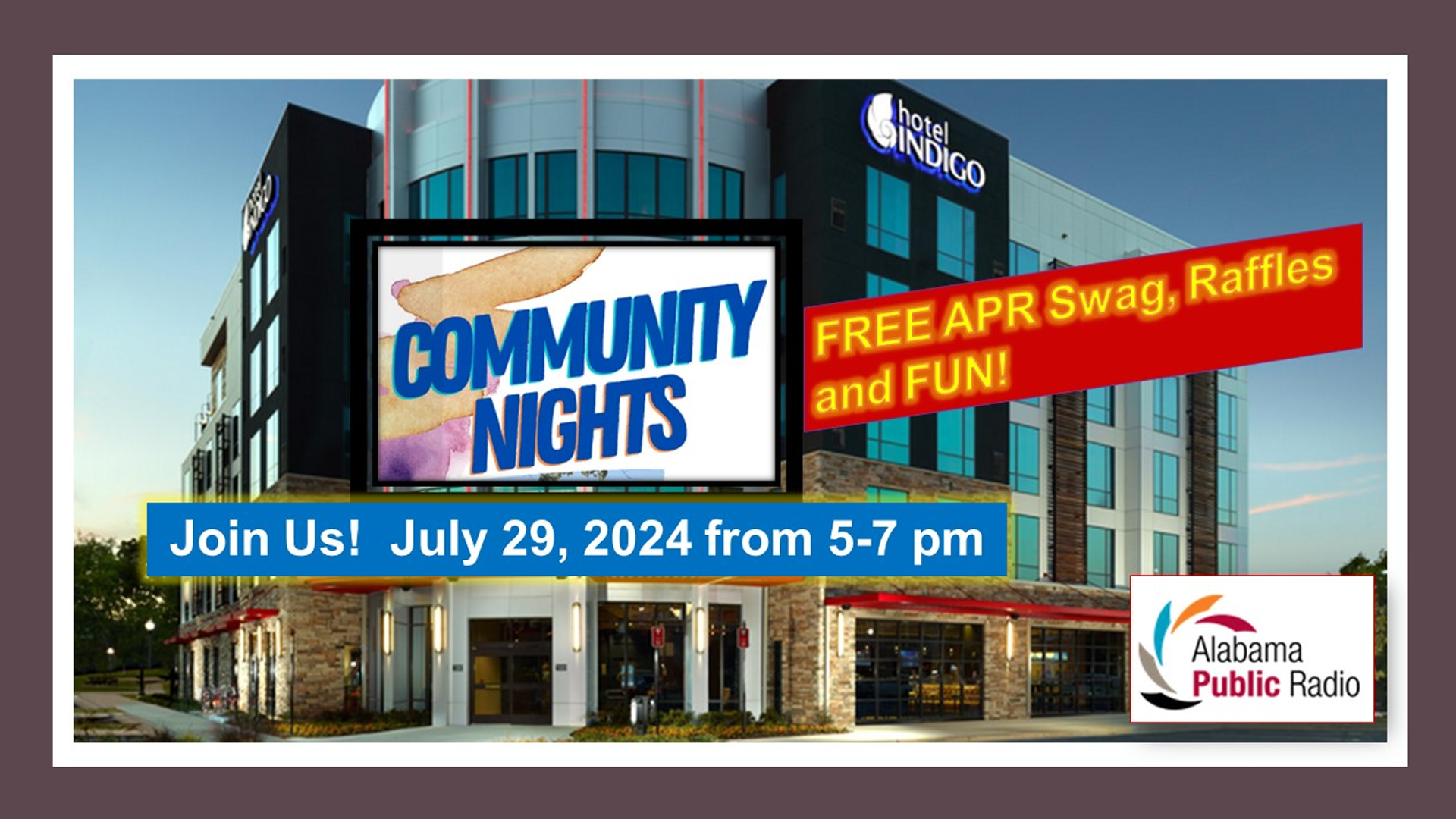 APR Community Night at Lookout Rooftop Bar July 29, 2024 from 5-7pm