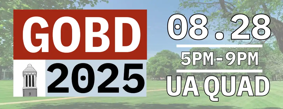 Get On Board Day 2025, August 28th, 5pm-9pm on the UA Quad