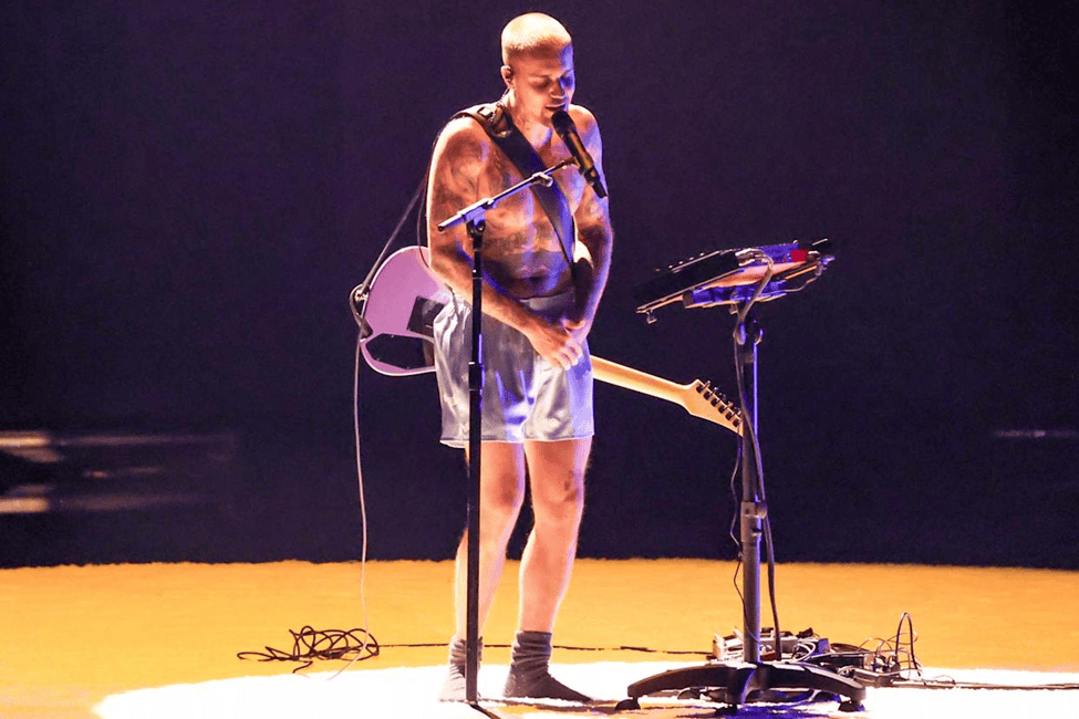 Justin Bieber performing in his underwear.